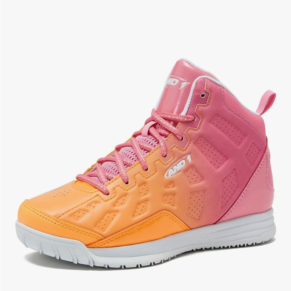 And1 Showout Youth Basketball Shoes Bright Orange & Pink High-Top, Sz 4, Worn 1 - Picture 5 of 8